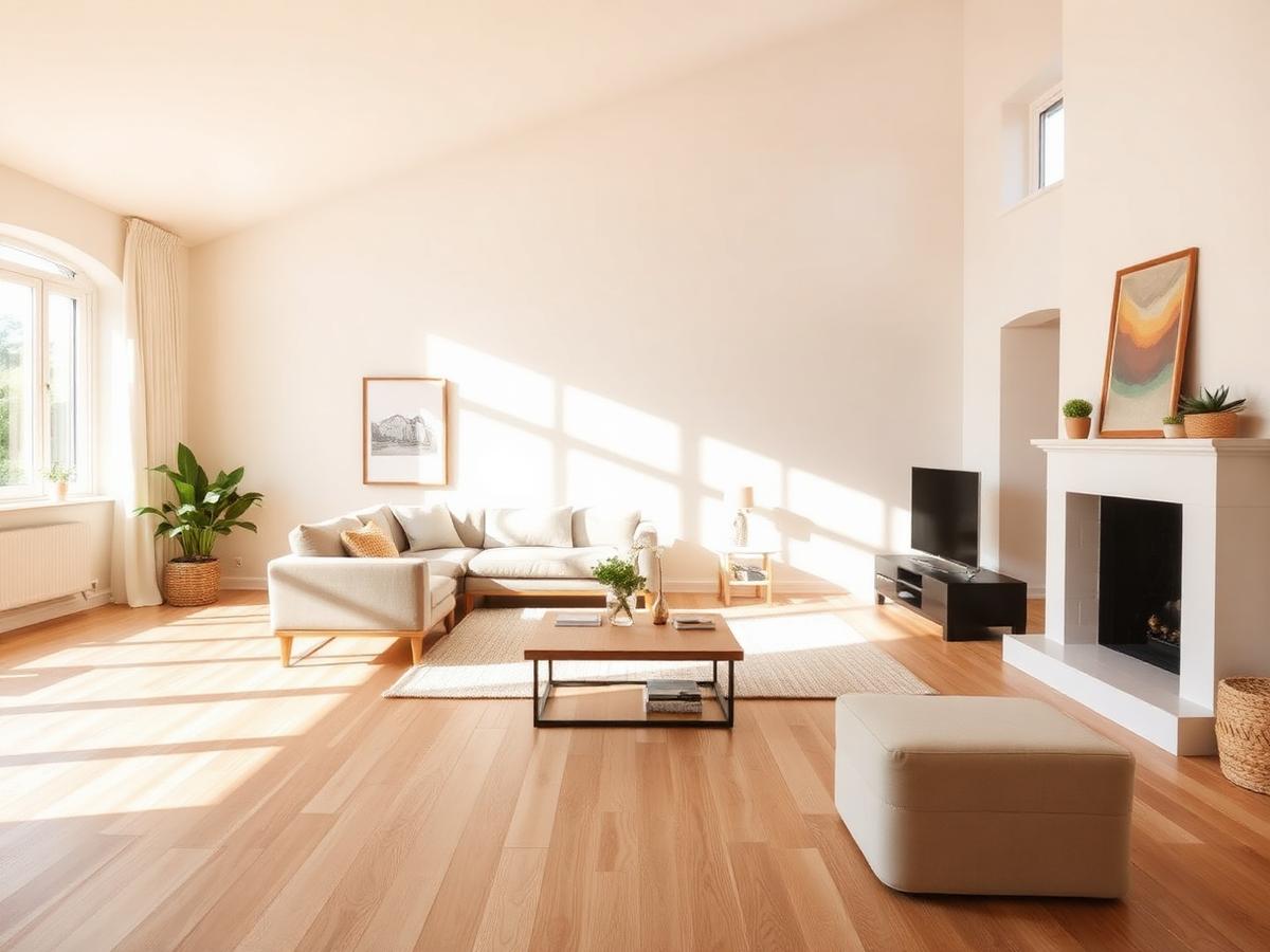 Bright living room with new plank flooring installed by WM Elite Remodeling in Kissimmee Florida